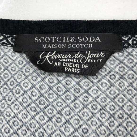 Scotch & Soda Black + White Geometric print Jersey T-shirt mini dress waist tie - Picture 4 of 16